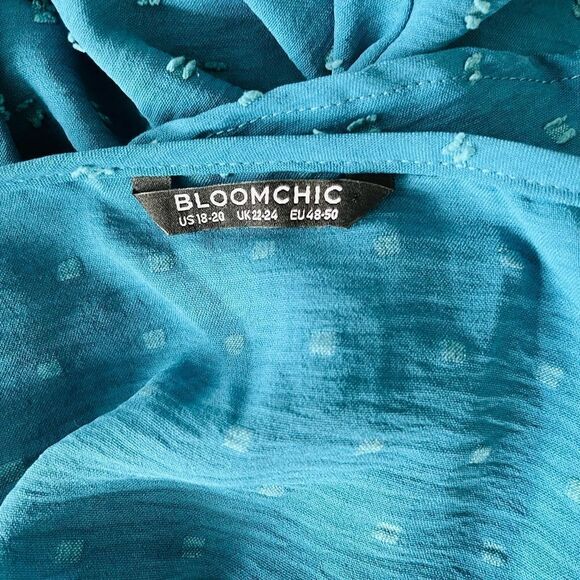 BloomChic Swiss chenille dot v neck top w/double ruffle flutter sleeve sz 18-20 - Picture 11 of 11